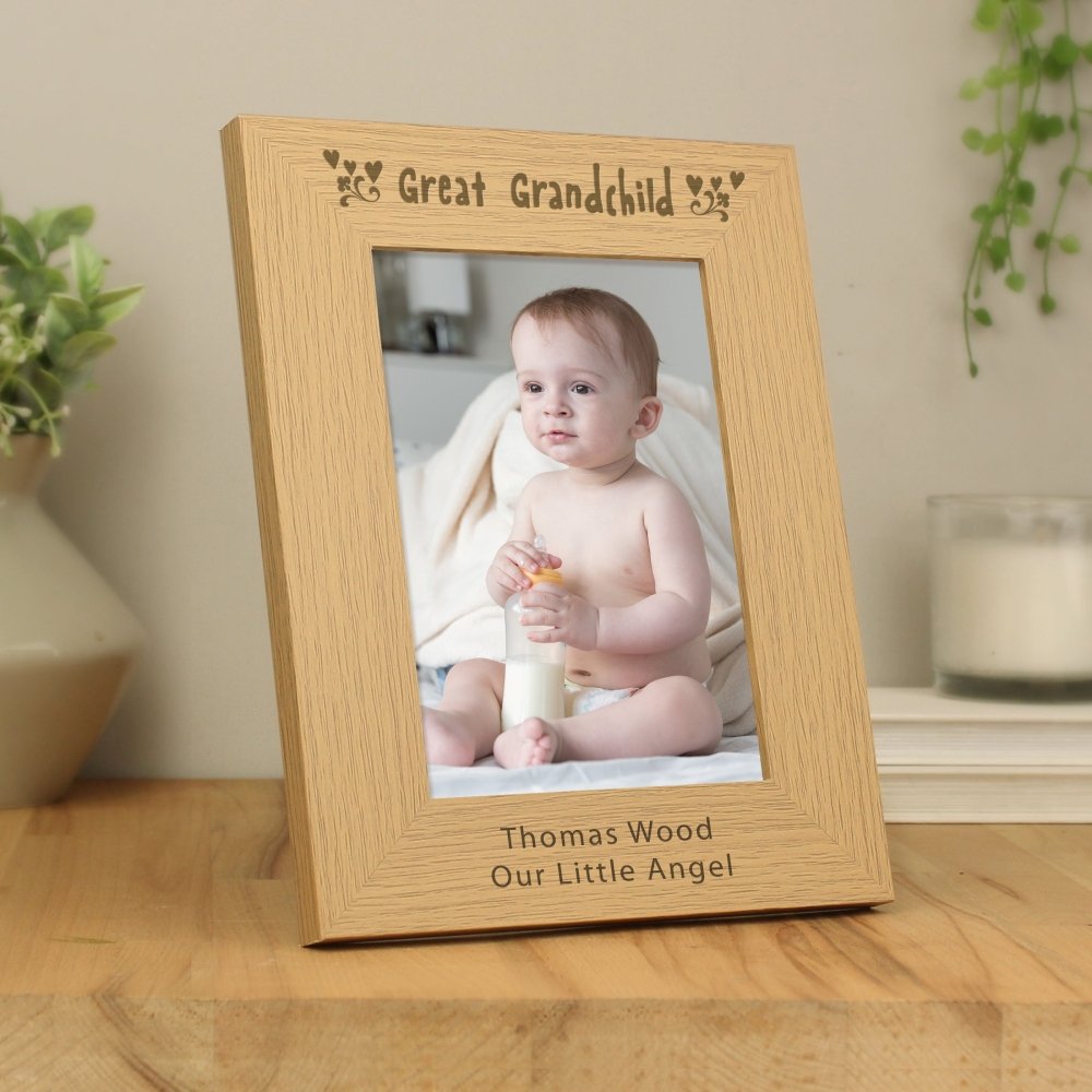 Personalised Great Grandchild 5x7 Inch Wooden Photo Frame