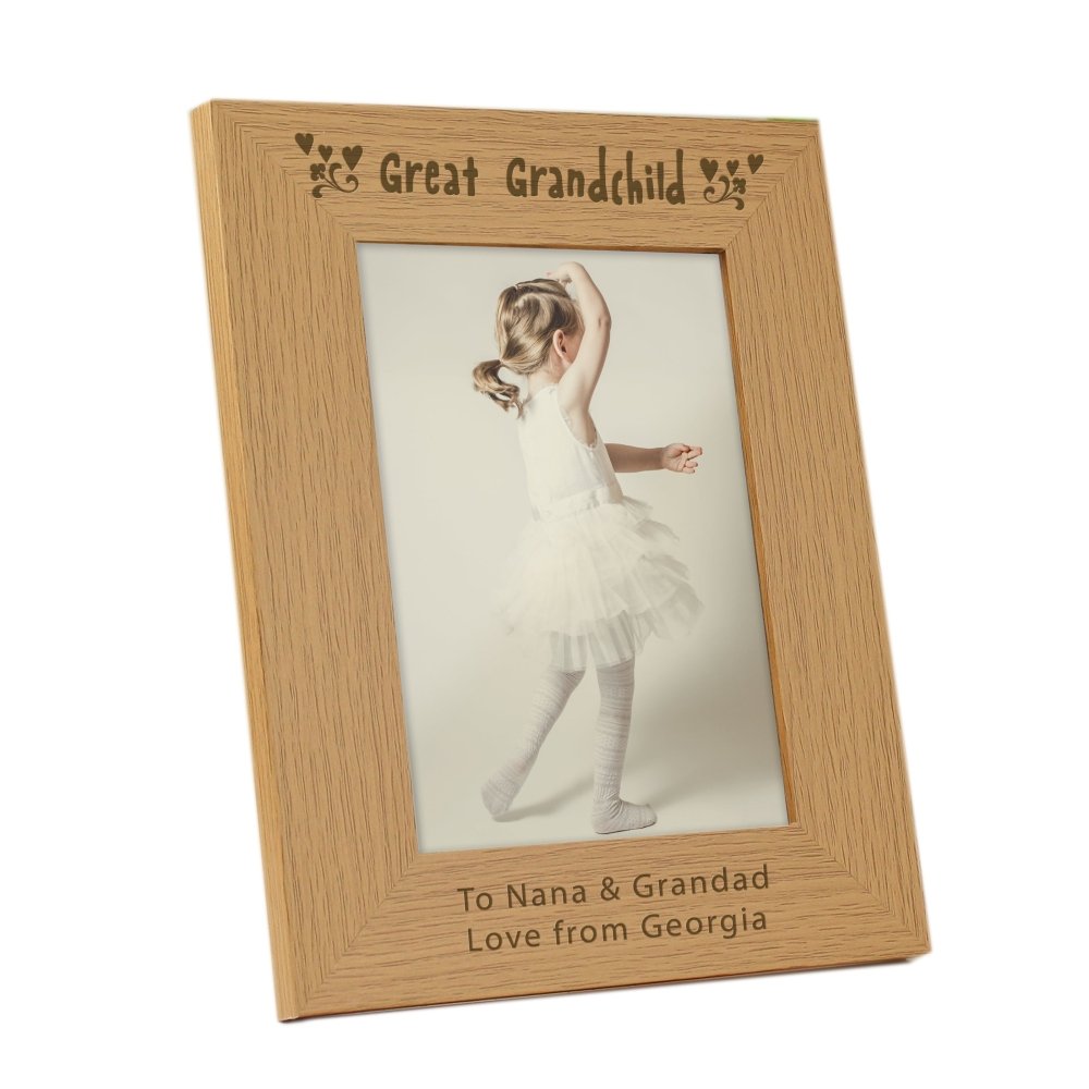 Personalised Great Grandchild 5x7 Inch Wooden Photo Frame