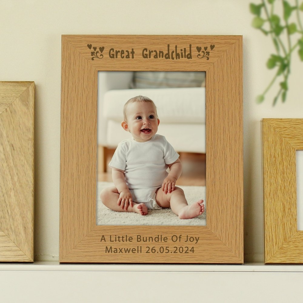 Personalised Great Grandchild 5x7 Inch Wooden Photo Frame