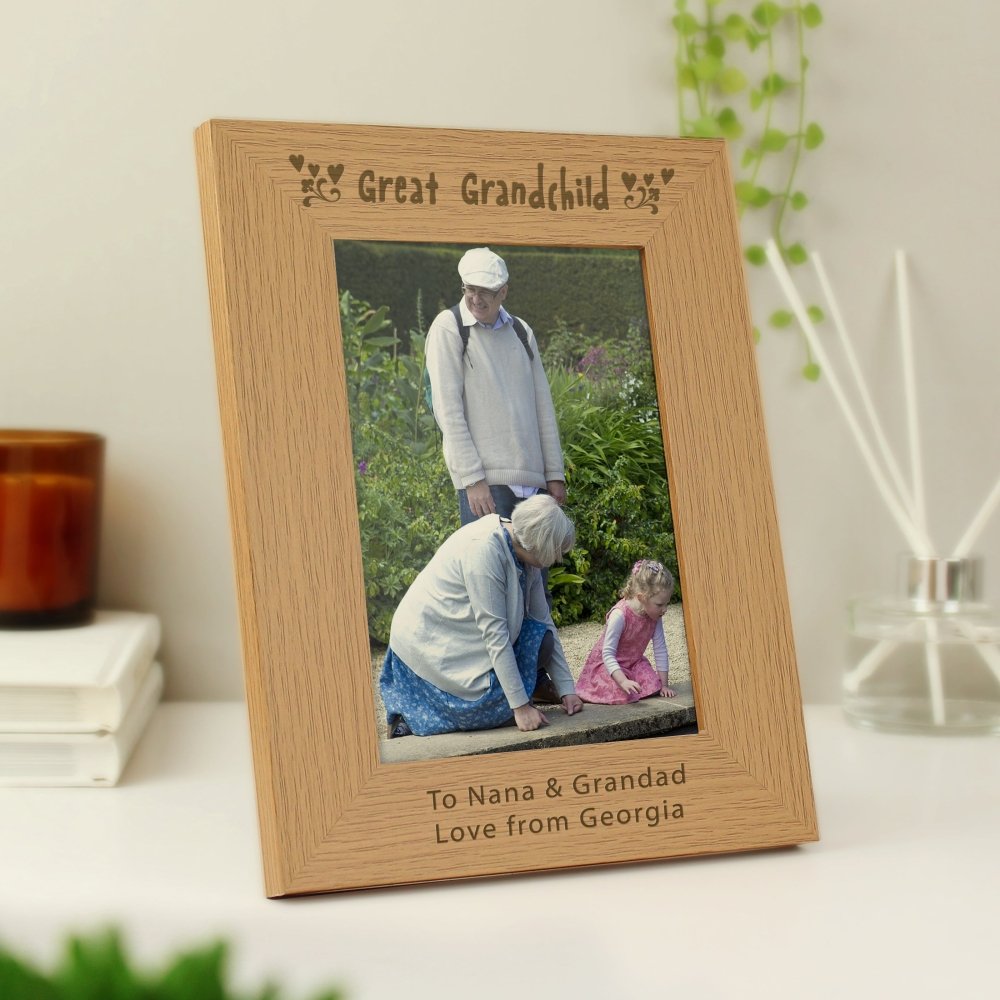 Personalised Great Grandchild 5x7 Inch Wooden Photo Frame