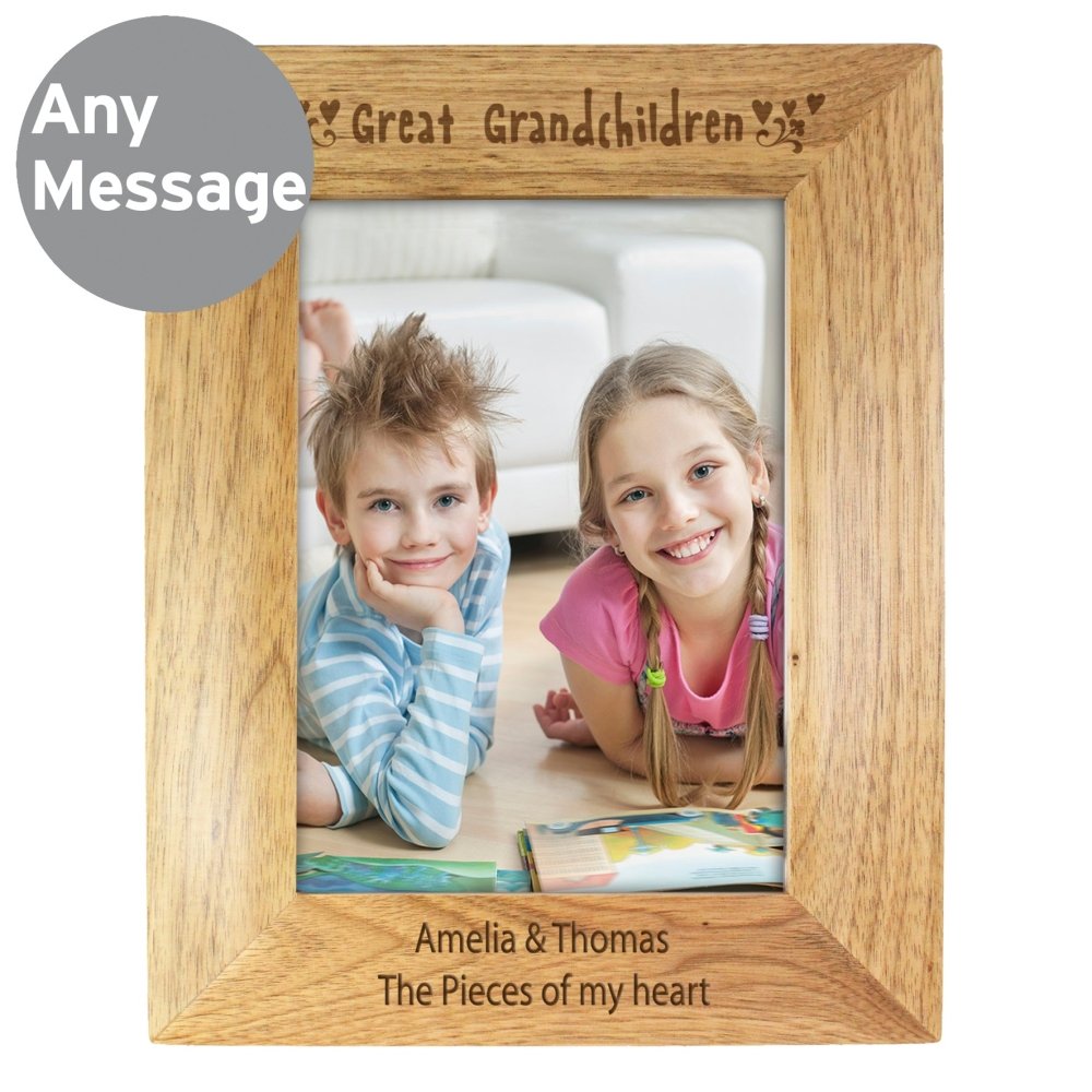 Personalised Great Grandchilden 5x7 Inch Wooden Photo Frame