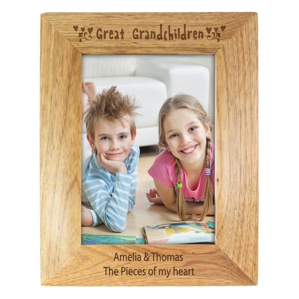 Personalised Great Grandchilden 5x7 Inch Wooden Photo Frame