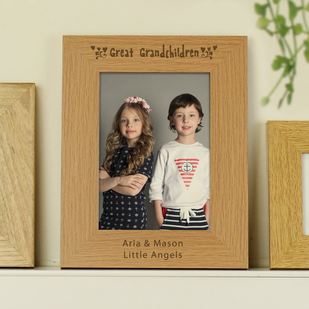 Personalised Great Grandchildren 5x7 Inch Wooden Photo Frame