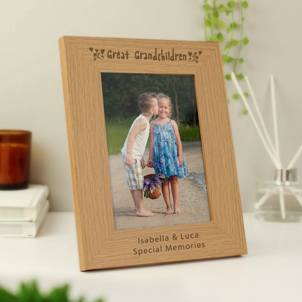 Personalised Great Grandchildren 5x7 Inch Wooden Photo Frame