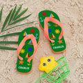 Personalised Green Fun At The Beach Child's Flip Flops