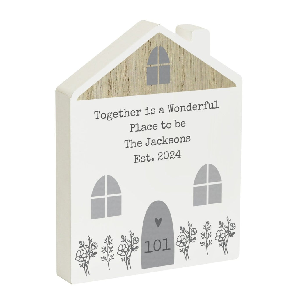 Personalised Grey Wooden House Ornament