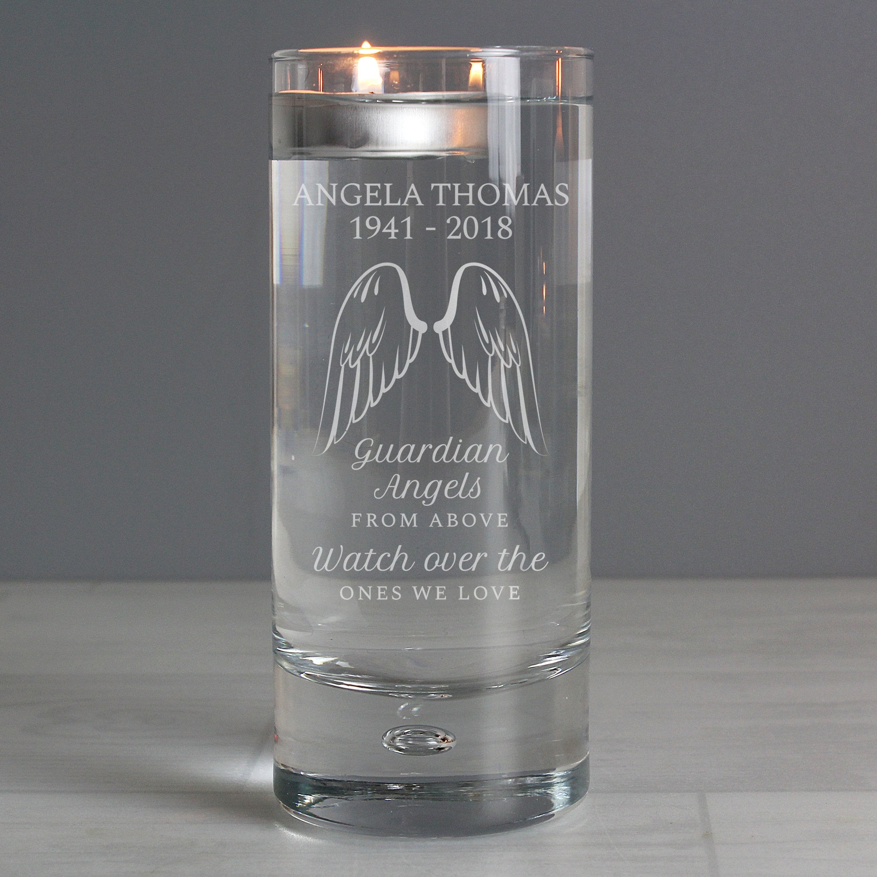 Personalised Guardian Angel Wings Floating Candle Holder