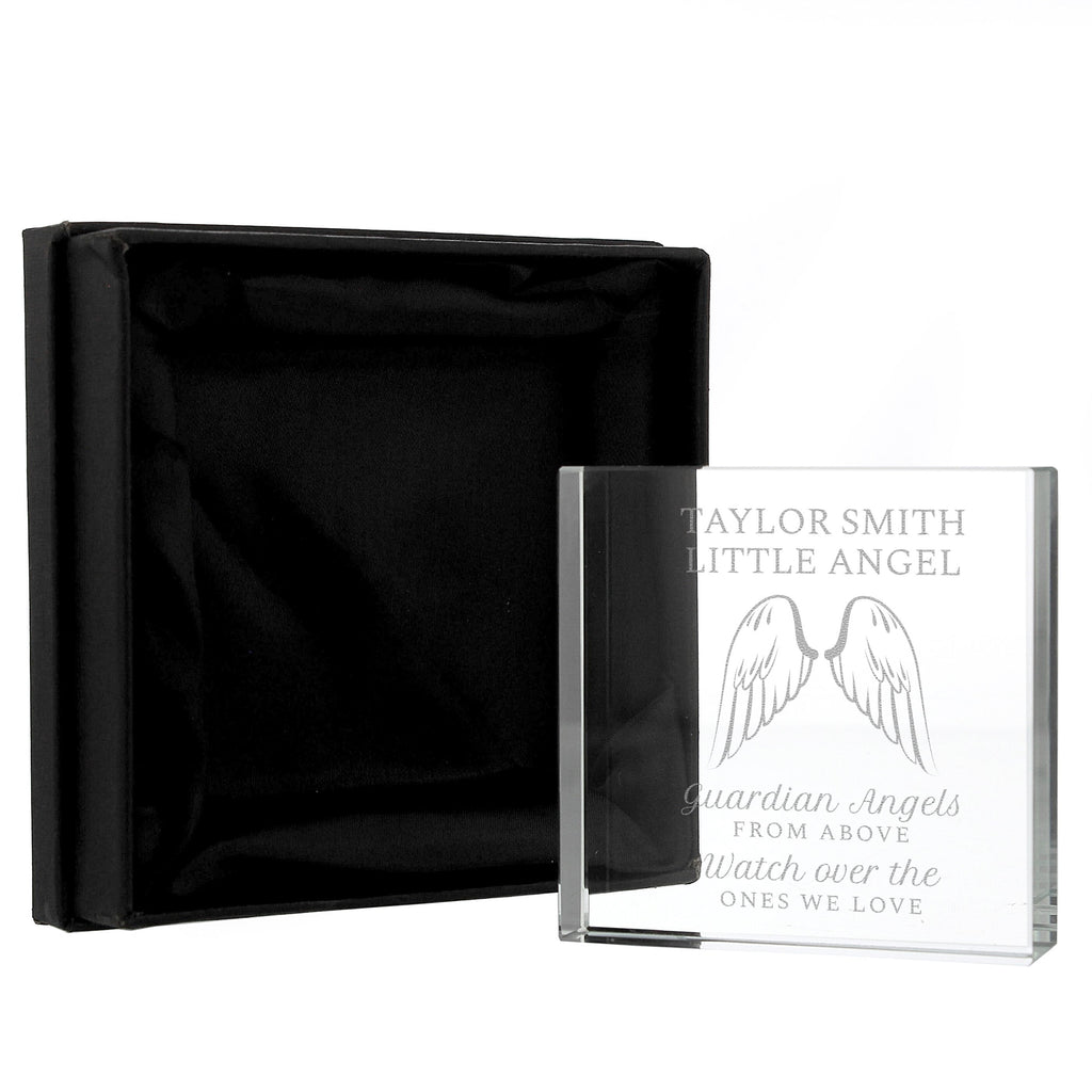 Personalised Guardian Angel Wings Large Crystal Token