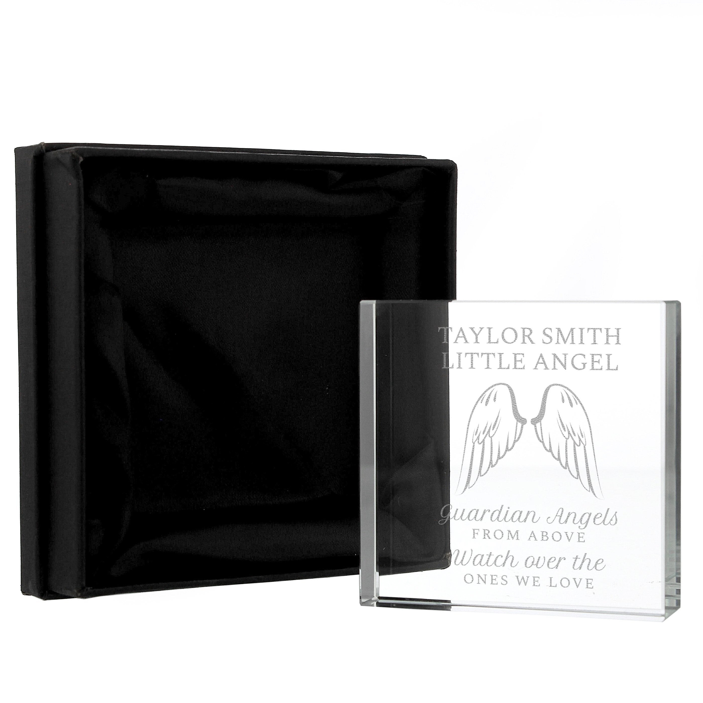 Personalised Guardian Angel Wings Large Crystal Token