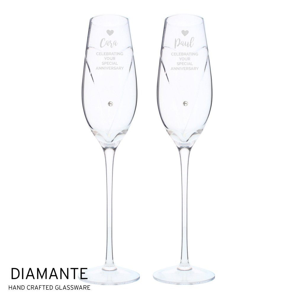 Personalised Hand Cut Heart Celebration Pair Of Flutes With Gift Box