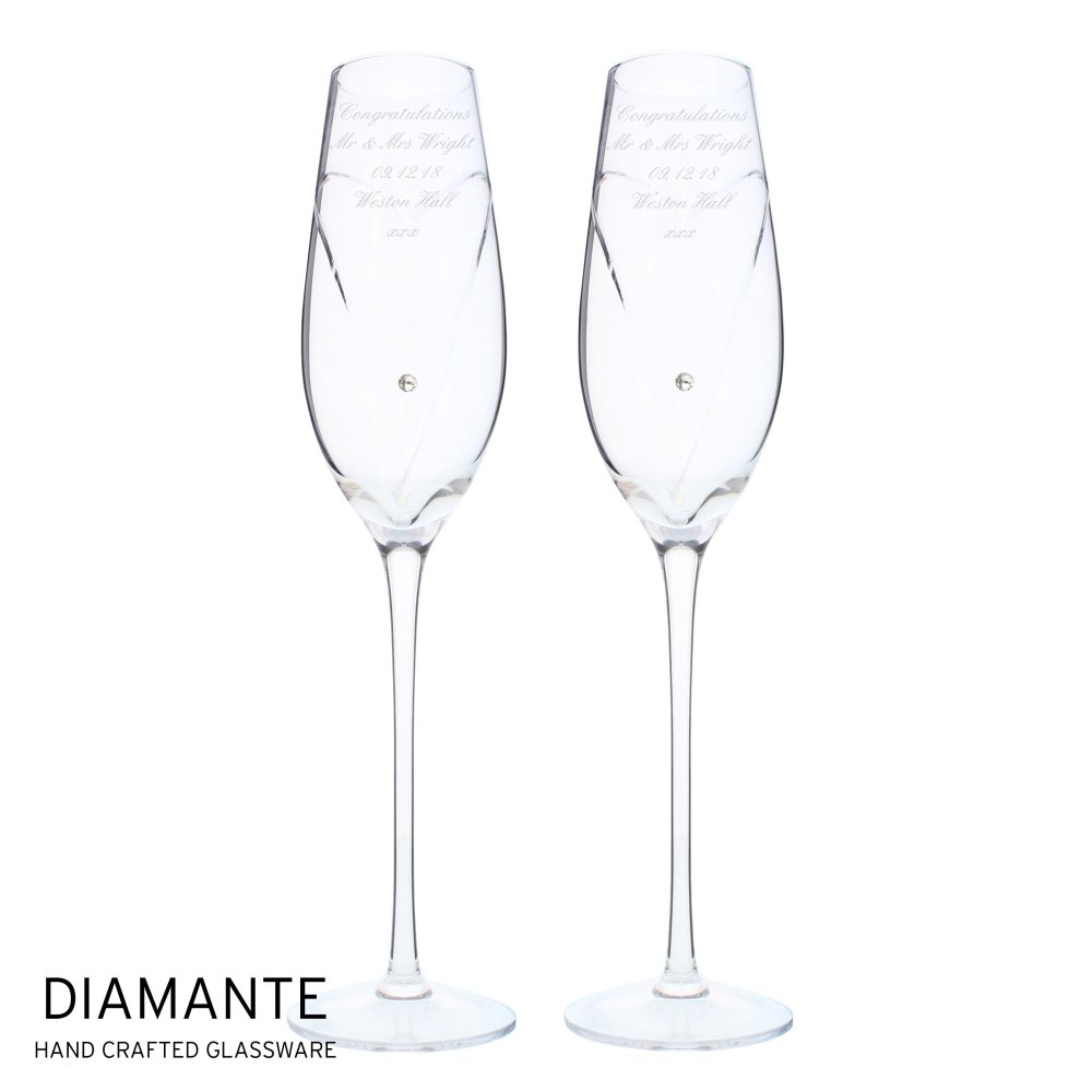 Personalised Hand Cut Heart Pair Of Flutes With Gift Box