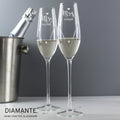 Personalised Hand Cut Mr & Mrs Pair Of Diamante Champagne Flutes, In A Gift Box