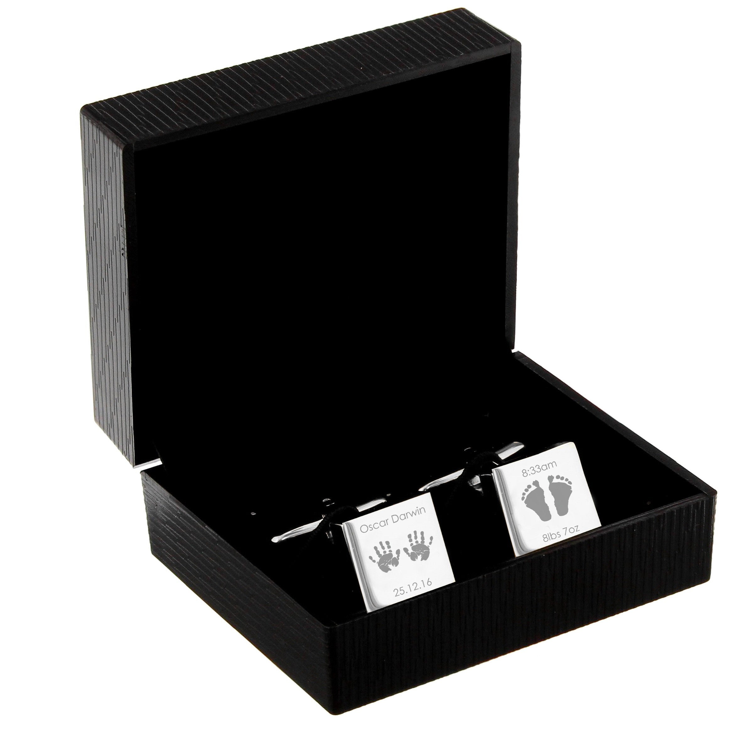Personalised Hands And Feet New Baby Square Cufflinks