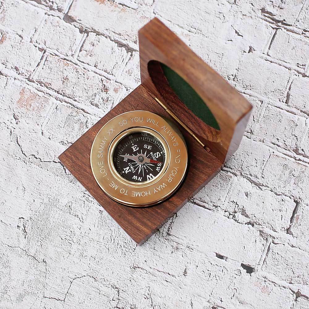 Personalised Handwriting Compass Personalised With Timber Box