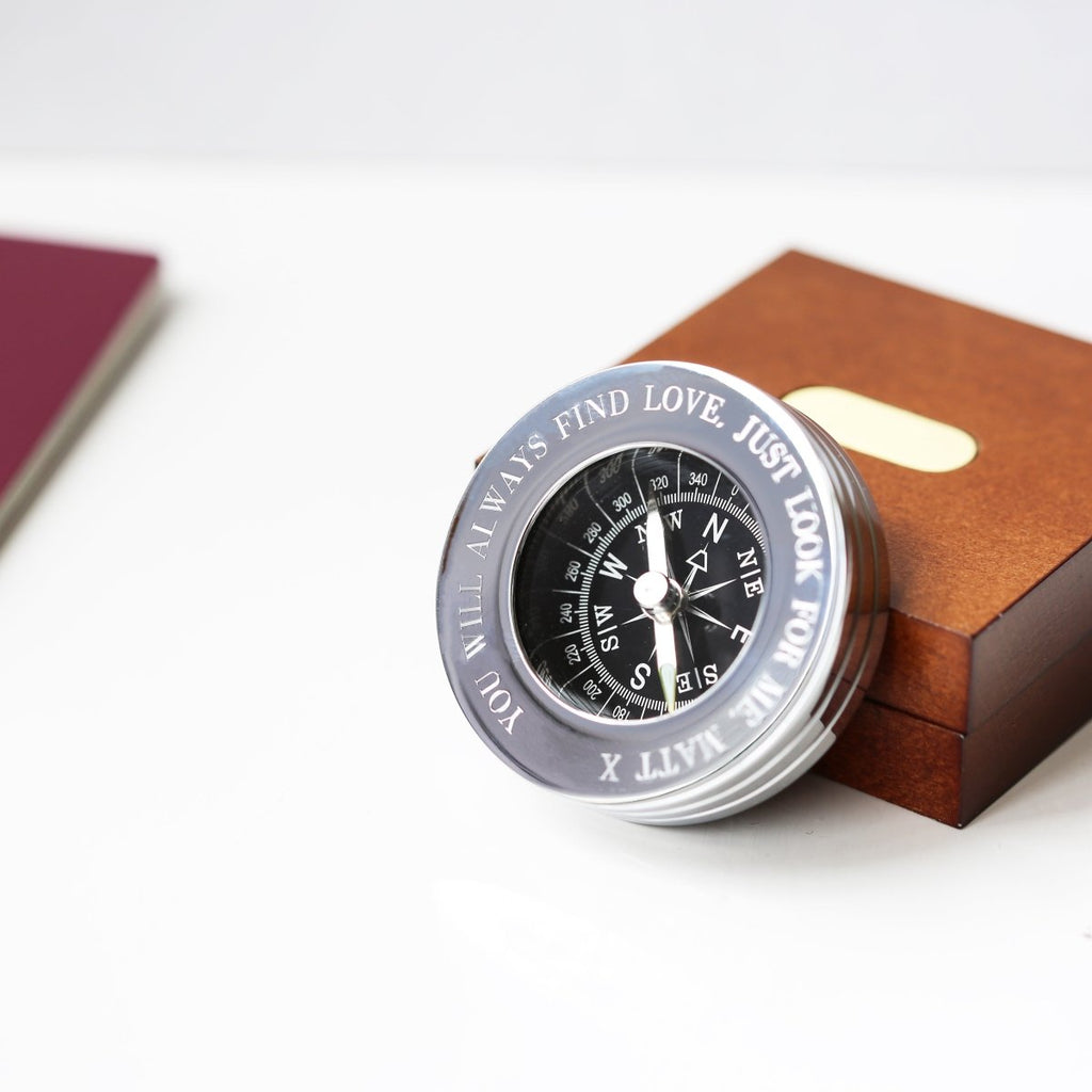 Personalised Handwriting Compass Personalised With Timber Box