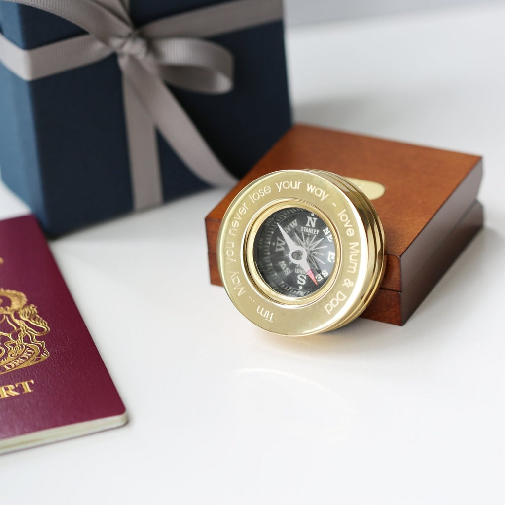 Personalised Handwriting Compass Personalised With Timber Box