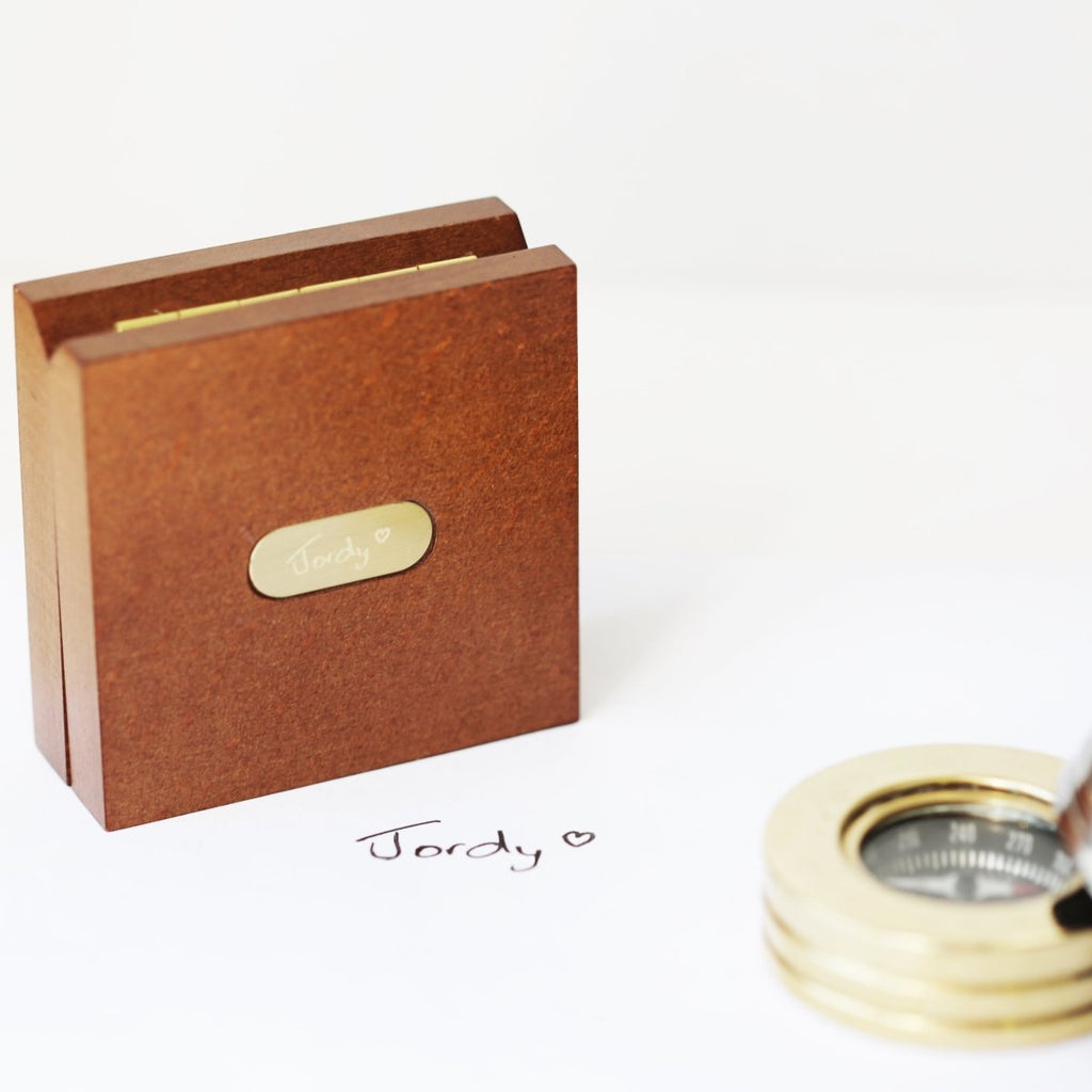 Personalised Handwriting Compass Personalised With Timber Box