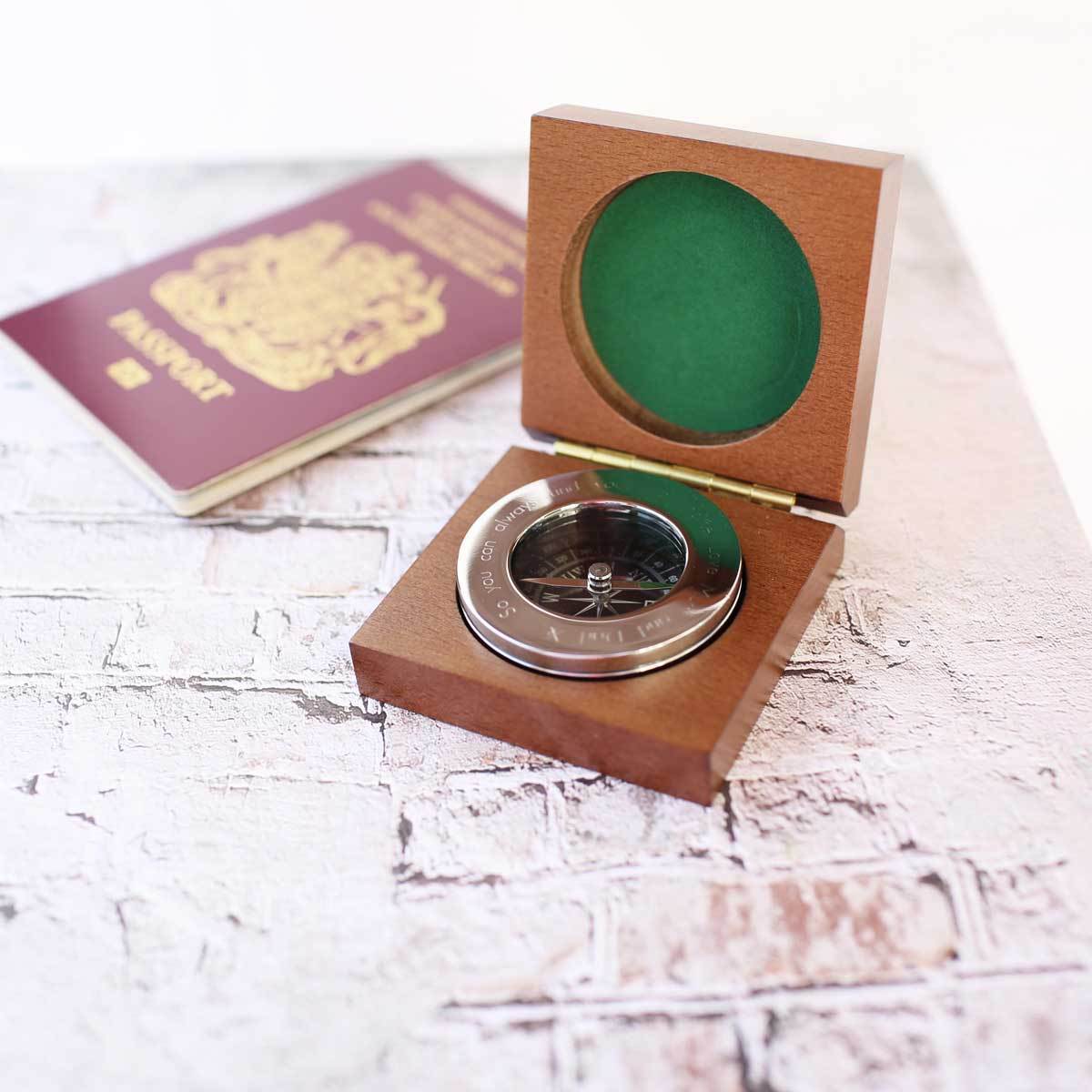 Personalised Handwriting Compass Personalised With Timber Box