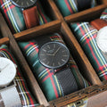 Personalised Handwriting Engraved Men's Minimalist Watch + Pitch Black Mesh Strap