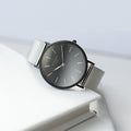 Personalised Handwriting Engraved Men's Minimalist Watch + Steel Silver Mesh Strap