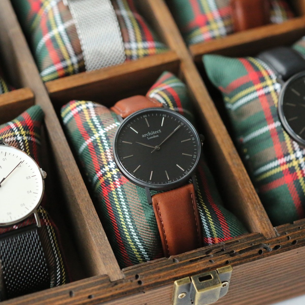 Personalised Handwriting Engraved Men's Minimalist Watch + Walnut Strap