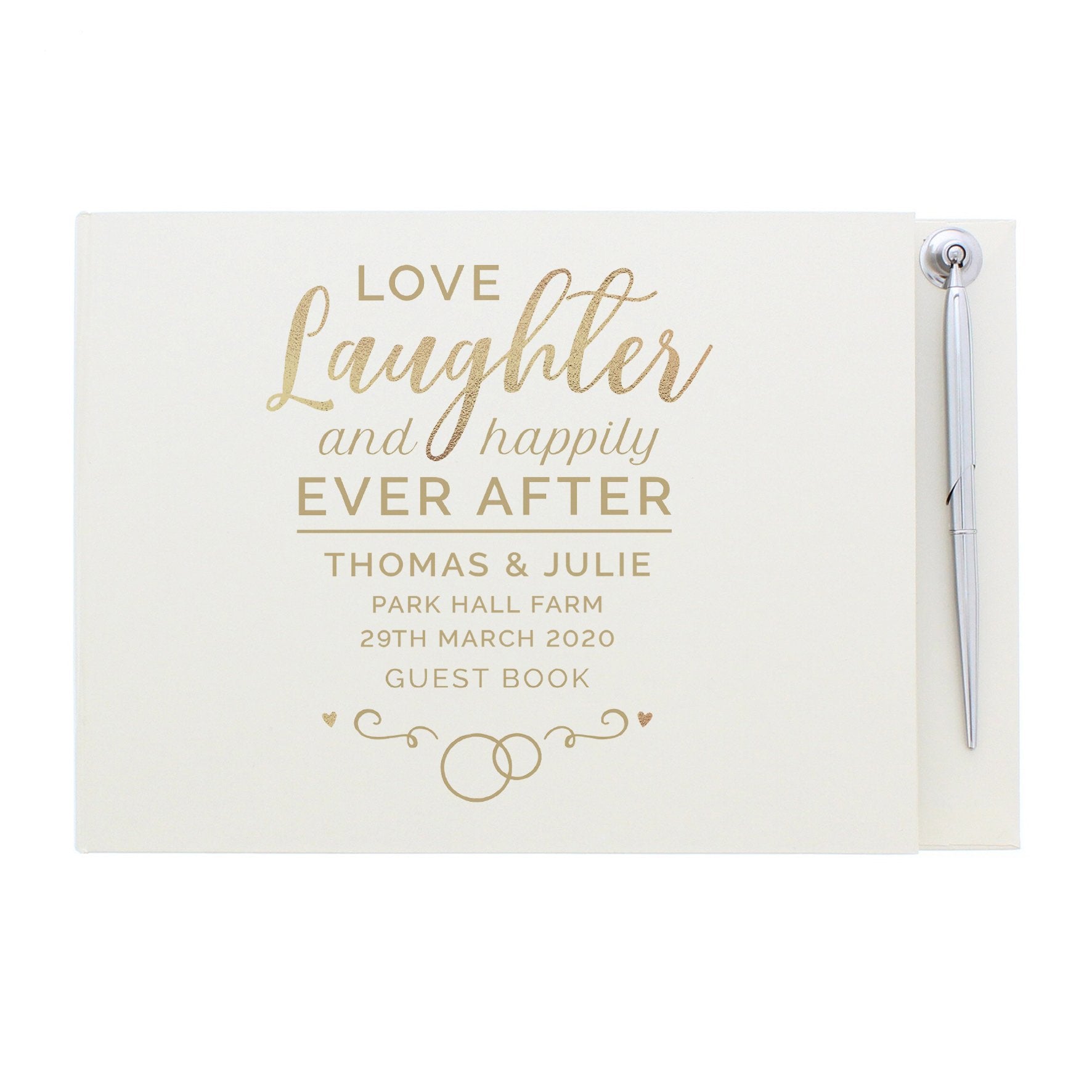 Personalised Happily Ever After Wedding Hardback Guest Book & Pen