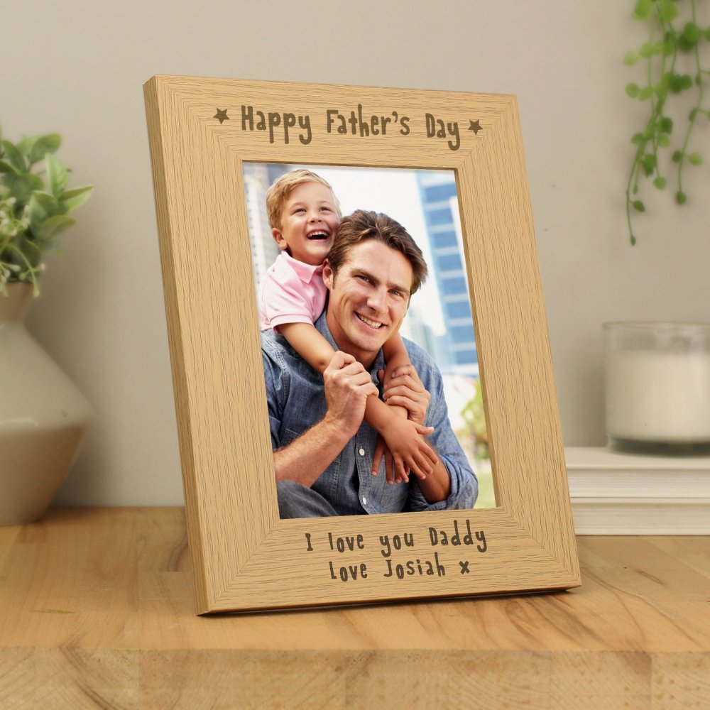 Personalised Happy Father's Day 5x7 Inch Wooden Photo Frame