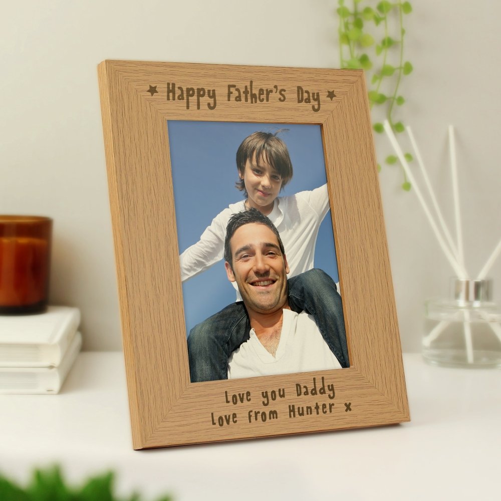 Personalised Happy Father's Day 5x7 Inch Wooden Photo Frame