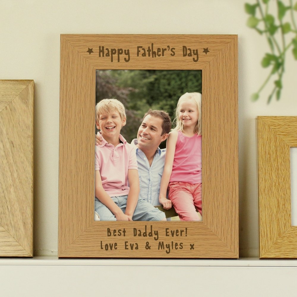 Personalised Happy Father's Day 5x7 Inch Wooden Photo Frame