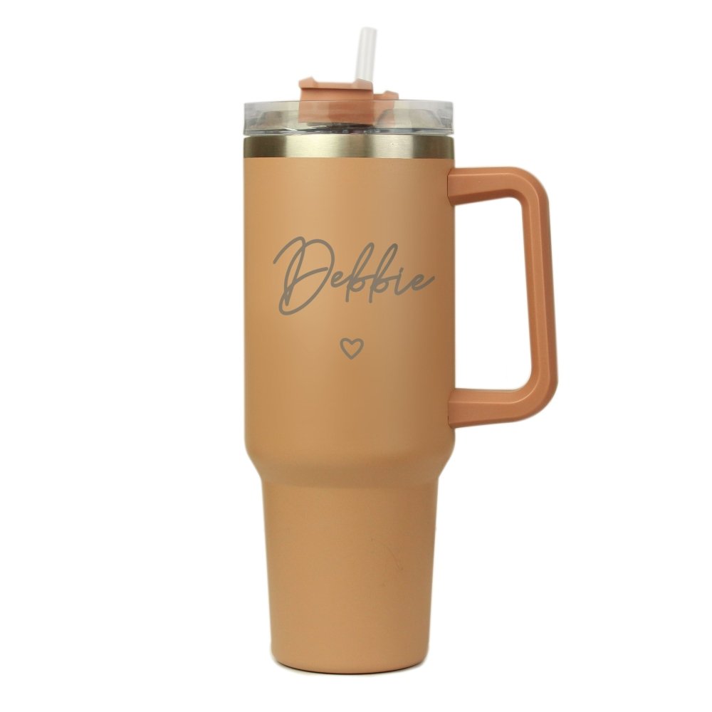 Personalised Heart 40Oz Brown Travel Cup