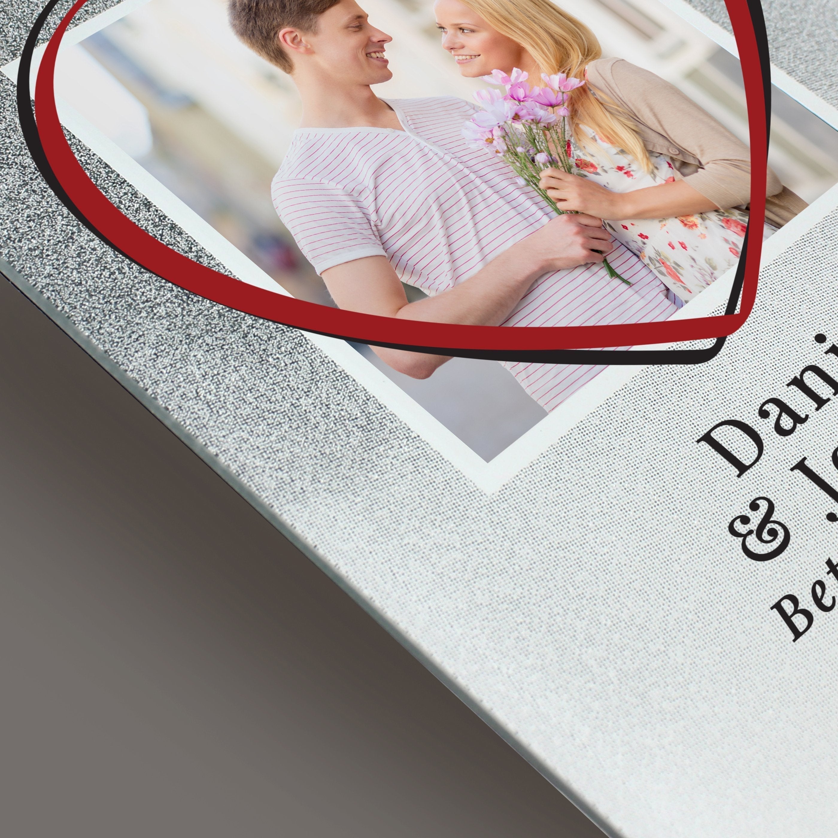 Personalised Heart 4x4 Inch Glitter Glass Photo Frame