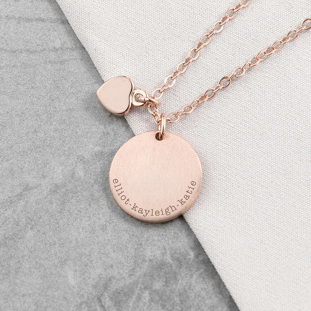 Personalised Heart and Disc Family Necklace