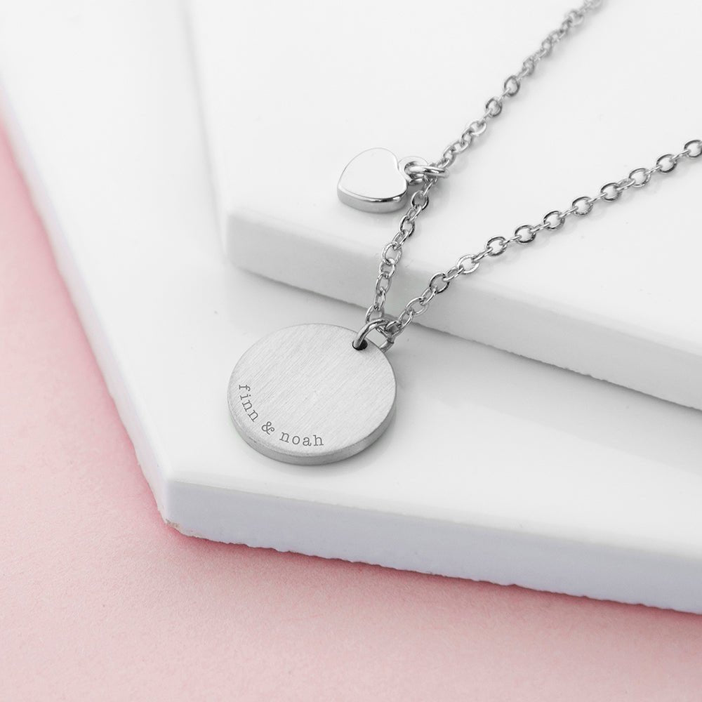 Personalised Heart and Disc Family Necklace