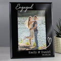 Personalised Heart Black Glass 7x5 Inch Photo Frame