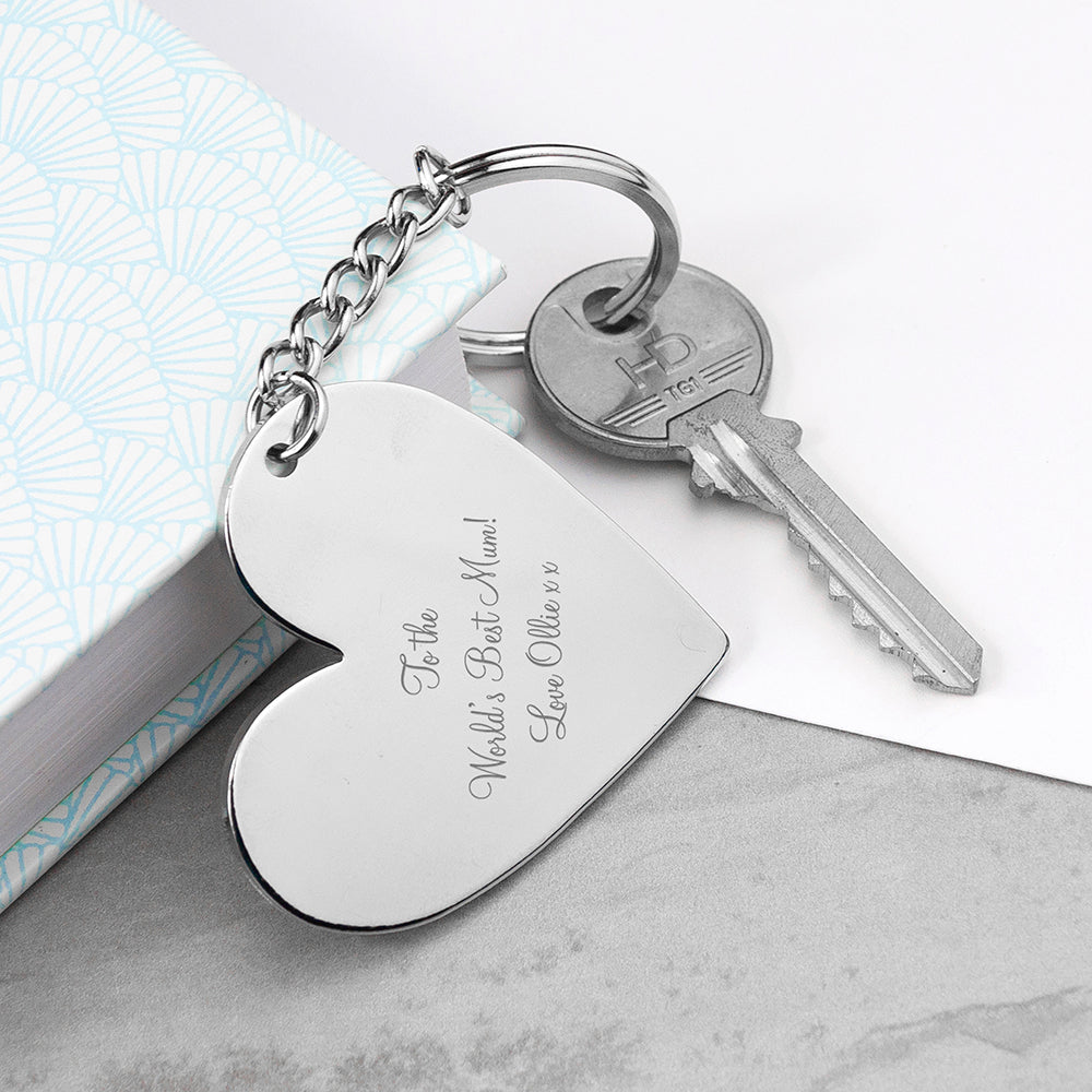 Personalised Heart Silver Plated Keyring