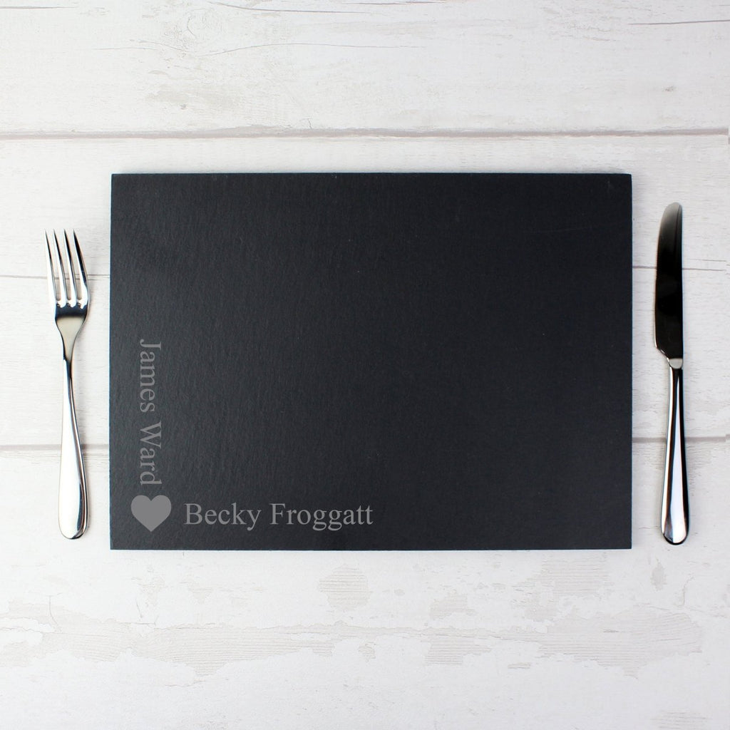 Personalised Heart Motif Slate Placemat