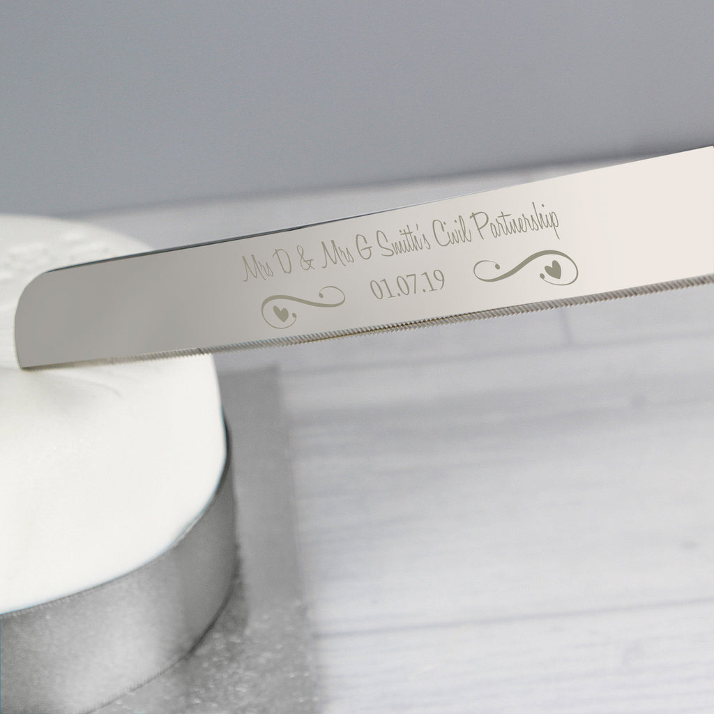 Personalised Heart & Swirl Cake Knife