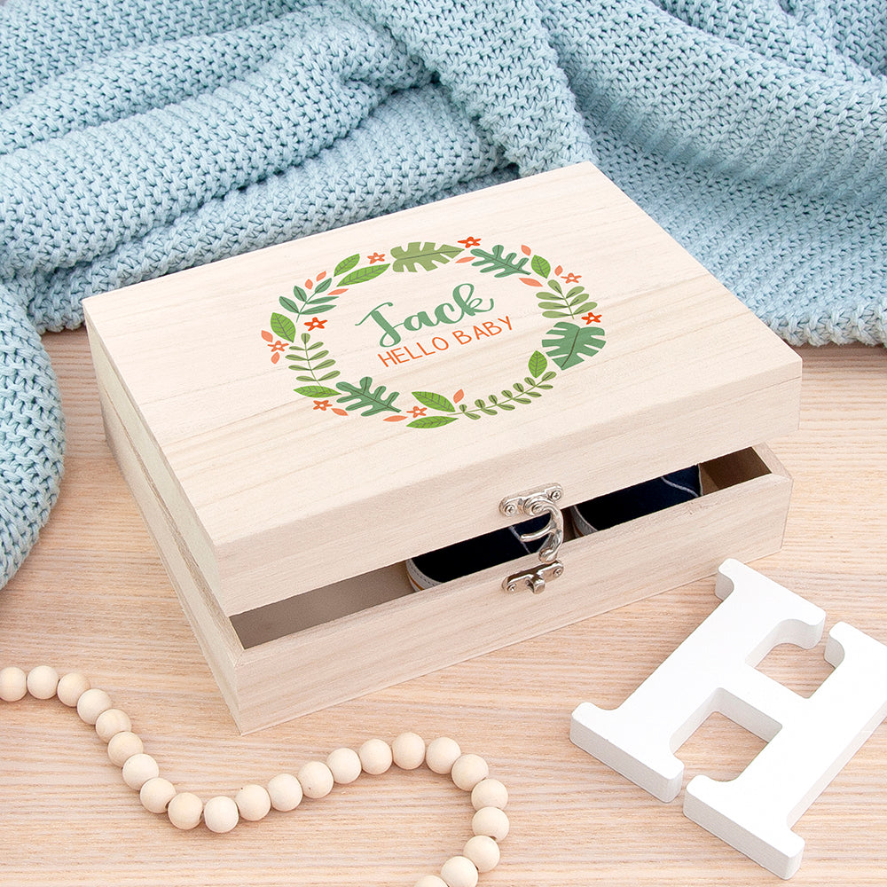 Personalised Personalised Hello Baby Wreath Keepsake Box