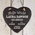 Personalised Hello World Slate Heart Keepsake