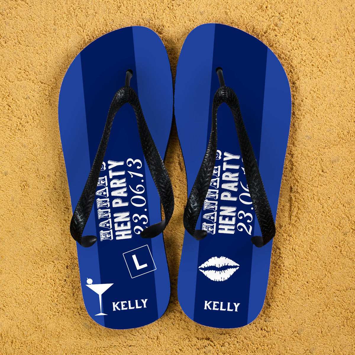 Personalised Hen Party Flip Flops in Dark Blue