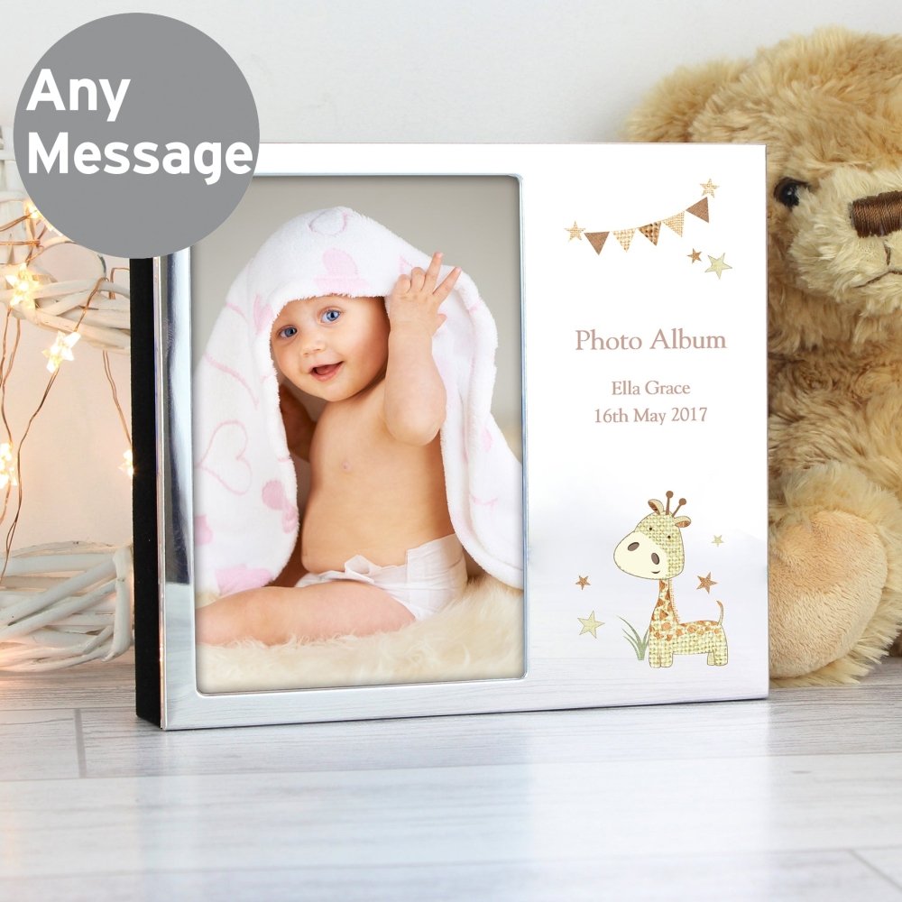 Personalised Hessian Giraffe 4x6 Inch Photo Frame Album