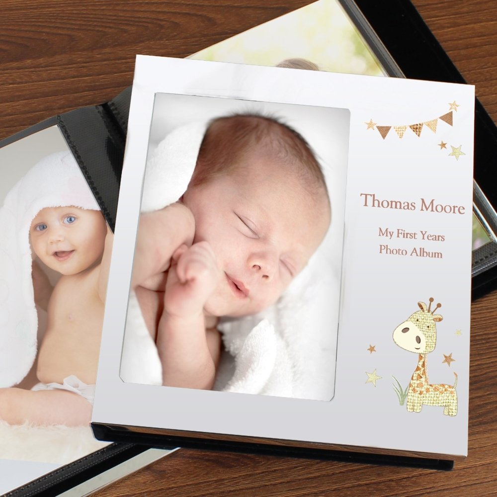 Personalised Hessian Giraffe 4x6 Inch Photo Frame Album