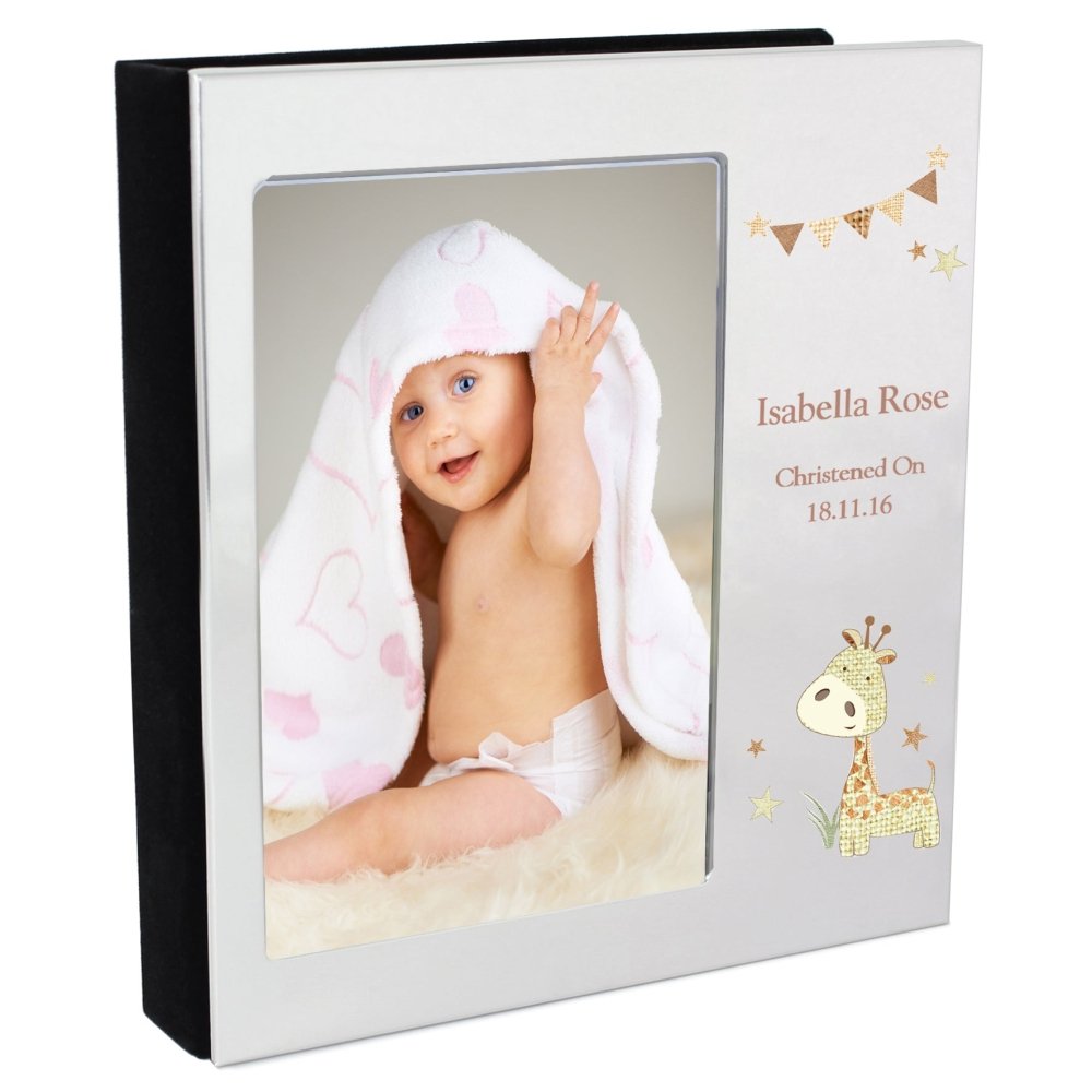 Personalised Hessian Giraffe 4x6 Inch Photo Frame Album