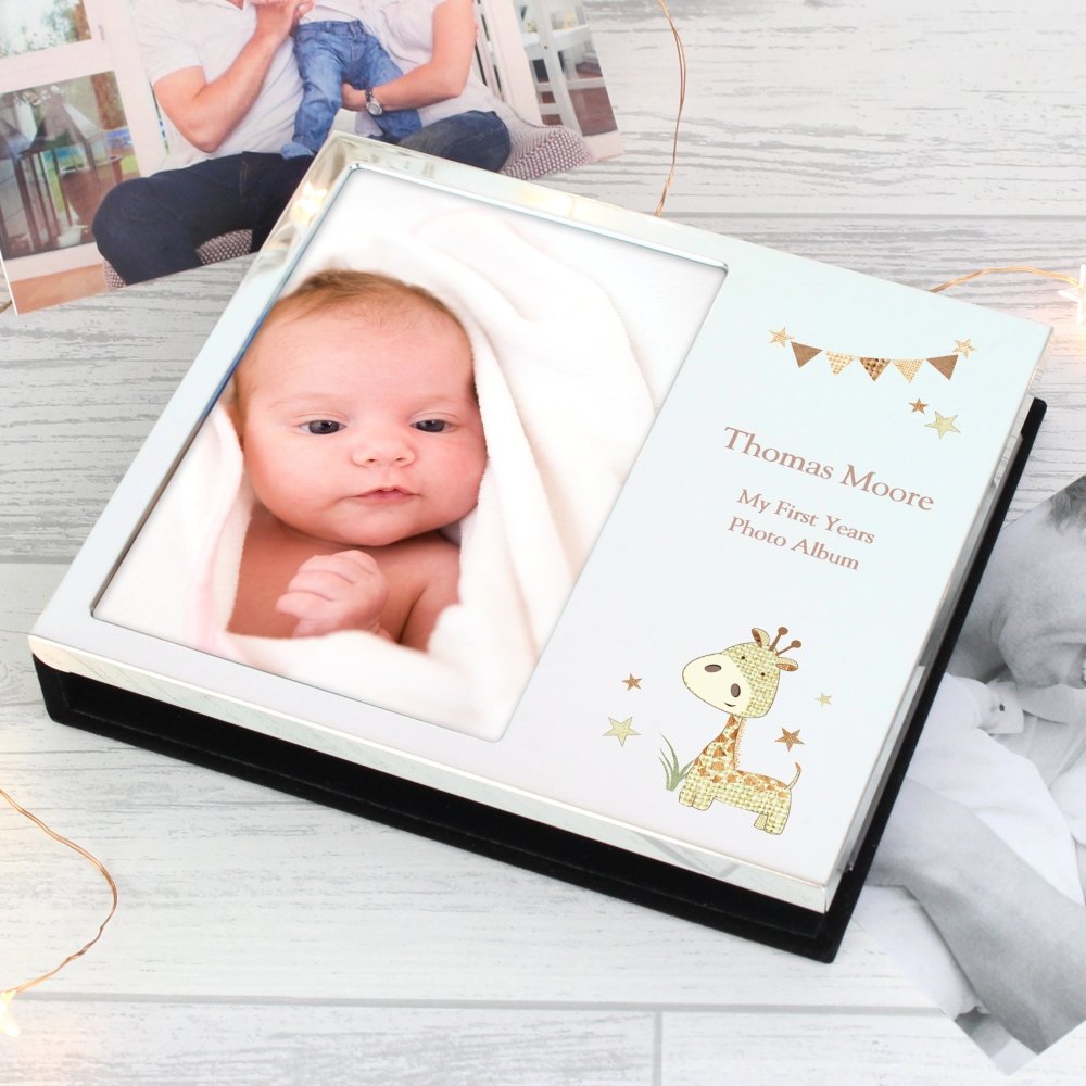 Personalised Hessian Giraffe 4x6 Inch Photo Frame Album