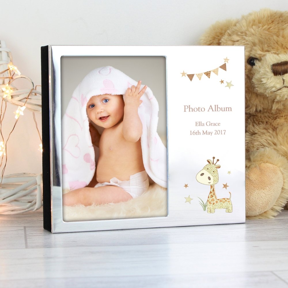 Personalised Hessian Giraffe 4x6 Inch Photo Frame Album