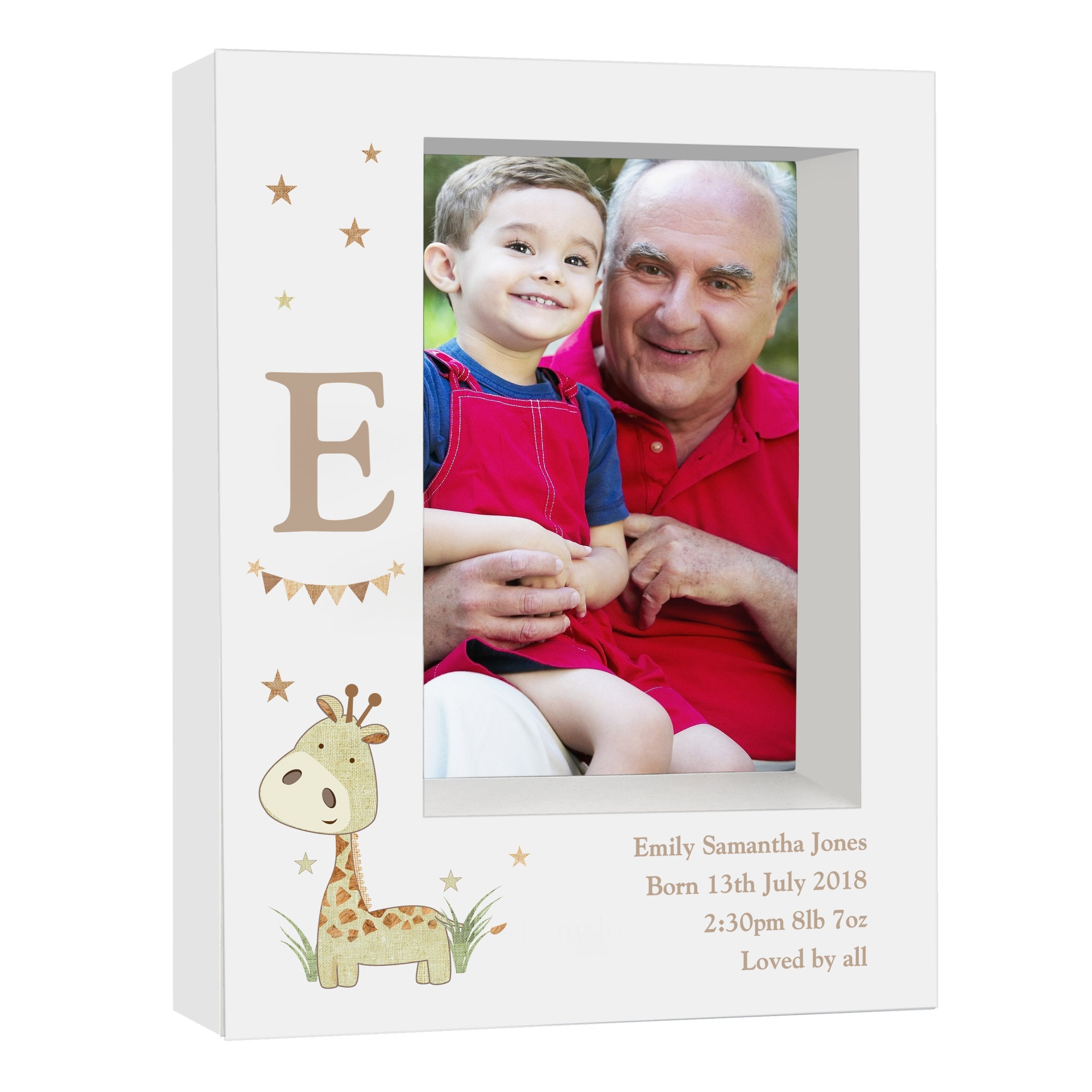 Personalised Hessian Giraffe 5x7 Inch Box Photo Frame