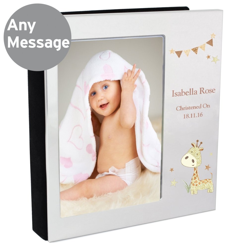 Personalised Hessian Giraffe 6x4 Inch Photo Frame Album