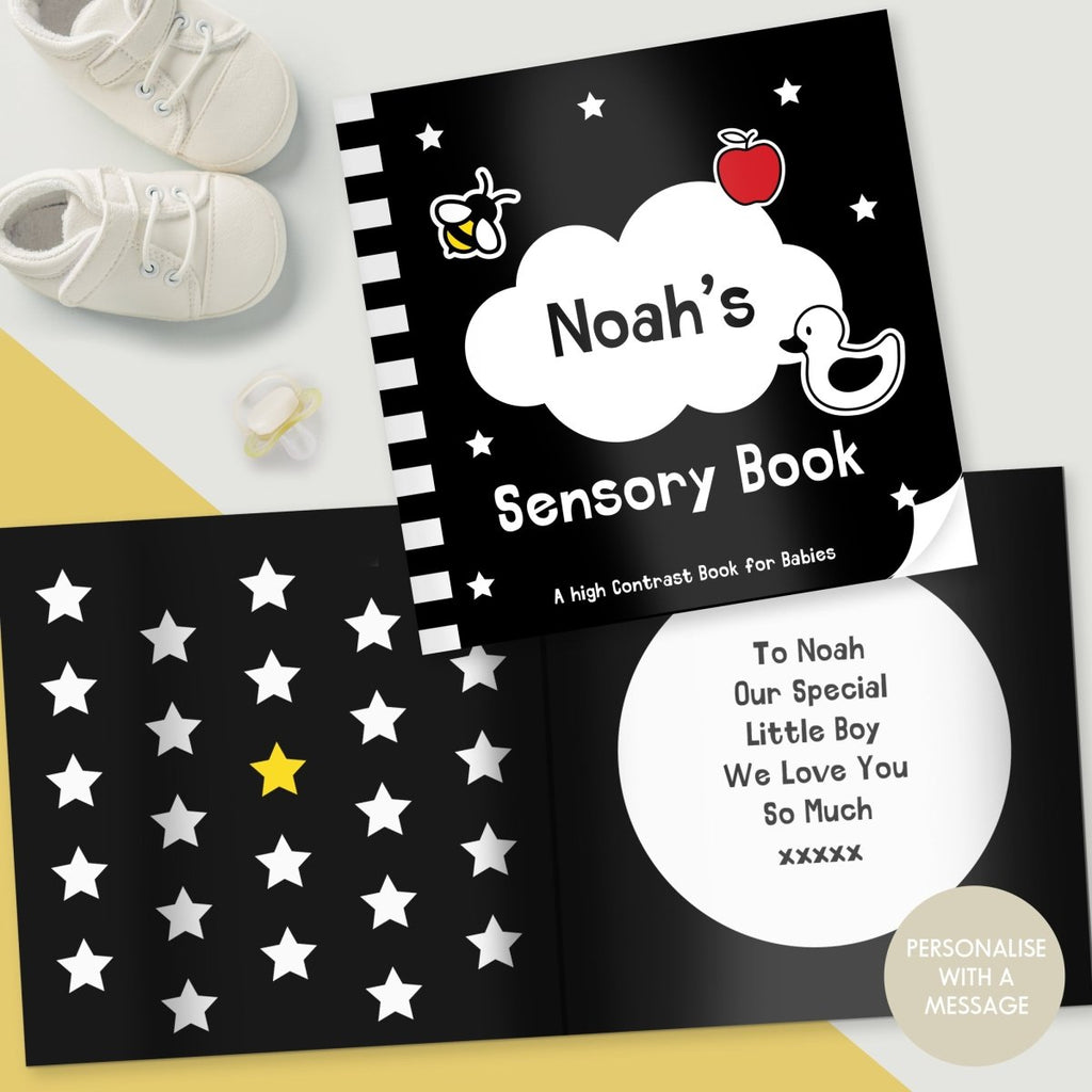 Personalised High Contrast Black And White Baby Book
