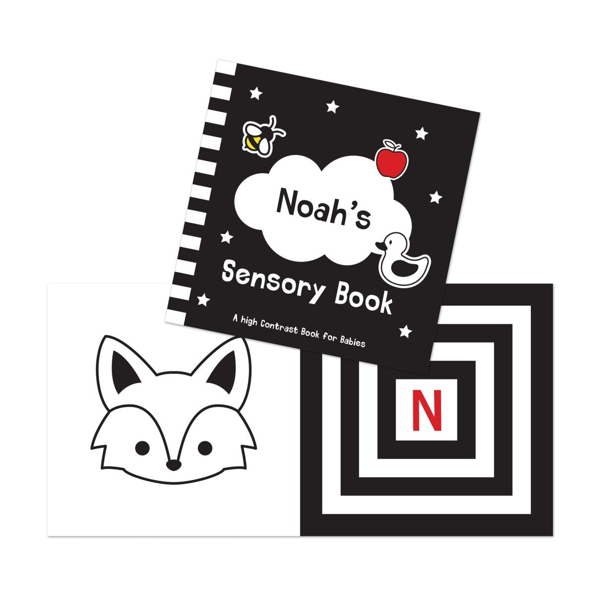 Personalised High Contrast Black And White Baby Book