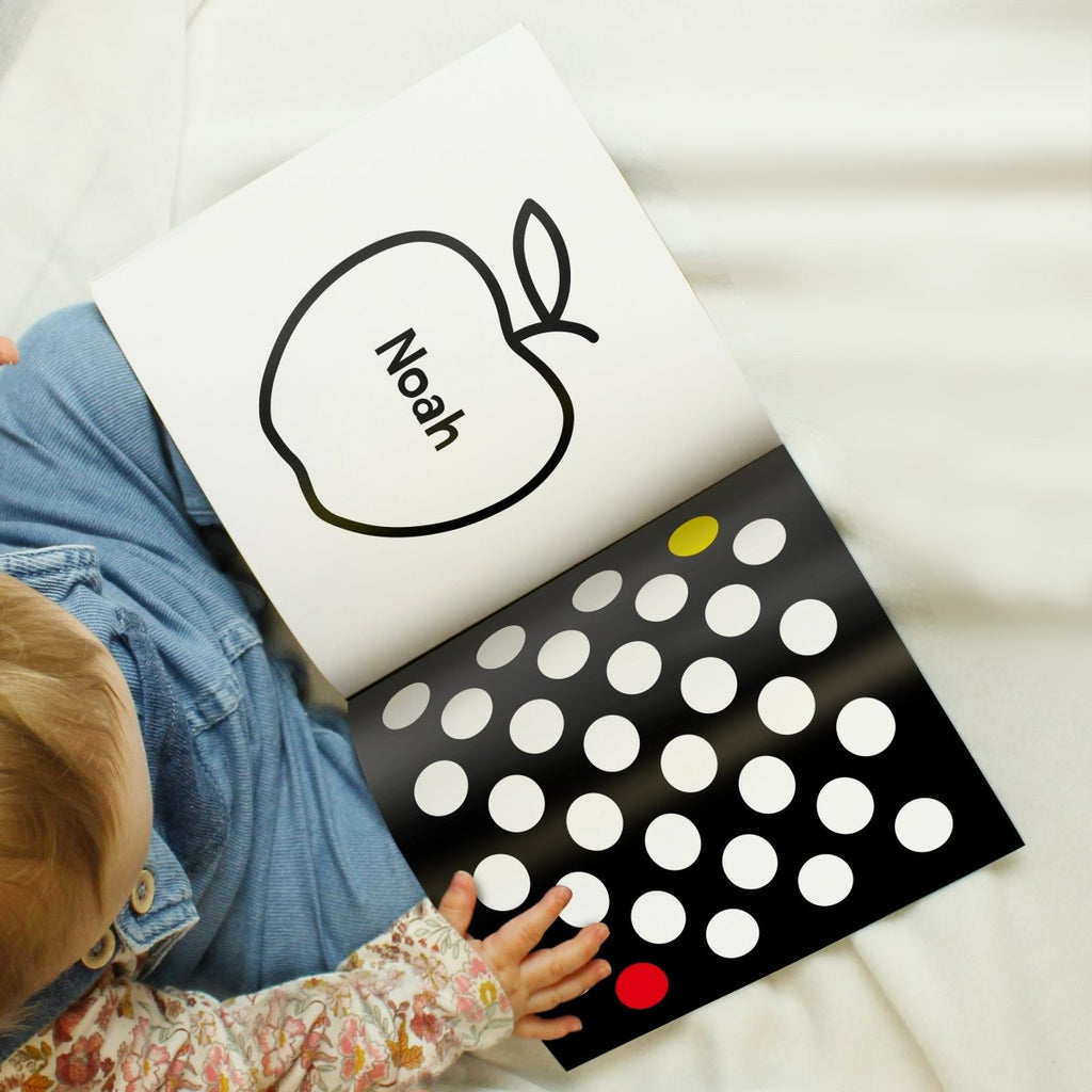 Personalised High Contrast Black And White Baby Book